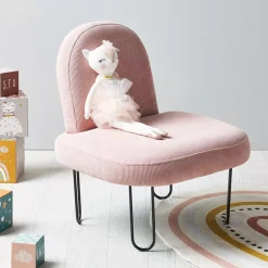 Poltroncina bambino velluto Augustin Rosa