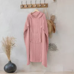 Poncho adulto in garza di cotone S/M Gaïa Pesca Rosa