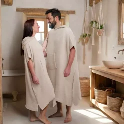 Poncho adulto in garza di cotone S/M Gaïa Beige