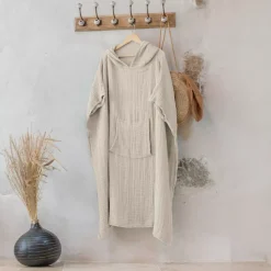 Poncho adulto in garza di cotone L/XL Gaïa Beige