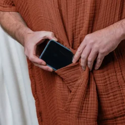 Poncho adulto in garza di cotone L/XL Gaïa Terracotta