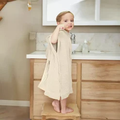 Poncho da bagno per bambini in garza di cotone 6/10 anni Gaïa Beige pampa