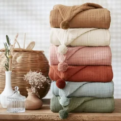 Poncho da bagno per bambini in garza di cotone 6/10 anni Gaïa Beige pampa