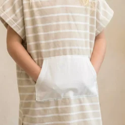 Poncho da bagno per bambini in cotone e spugna 6/10 anni Beige Nebbia
