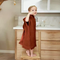 Poncho da bagno per bambini in garza di cotone 6/10 anni Gaia Terracotta