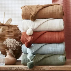 Poncho da bagno per bambini in garza di cotone 6/10 anni Gaia Terracotta