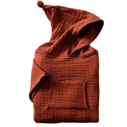 Poncho da bagno per bambini in garza di cotone 6/10 anni Gaia Terracotta