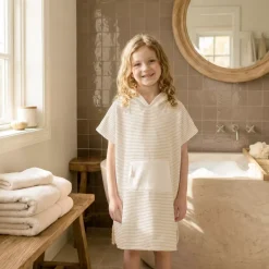 Poncho da bagno per bambini in cotone e spugna 6/10 anni Marina Beige