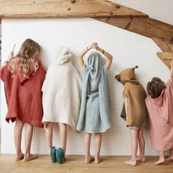 Poncho da bagno per bambini in garza di cotone 2/5 anni Gaïa Rosa pesca