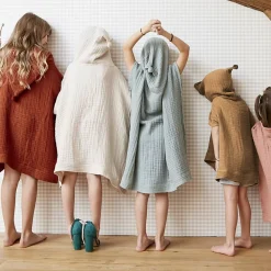 Poncho da bagno per bambini in garza di cotone 2/5 anni Gaïa Terracotta