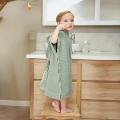 Poncho da bagno per bambini in Garza di cotone 2/5 anni Gaia Verde eucalipto
