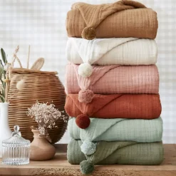 Poncho da bagno per bambini in Garza di cotone 2/5 anni Gaia Verde eucalipto