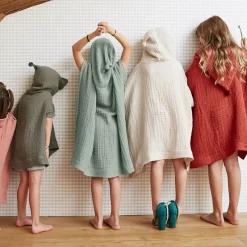 Poncho da bagno per bambini in Garza di cotone 2/5 anni Gaia Verde eucalipto