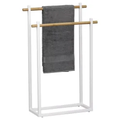 Porta asciugamani 2 barre (82 cm) Bambù Bianco
