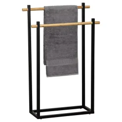 Porta asciugamani 2 barre (82 cm) Bambù Nero