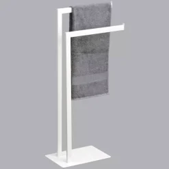 Porta asciugamani doppio (H81 cm) Metallo Bianco