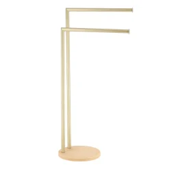 Porta asciugamani in metallo e poliresina effetto travertino (77,5 cm) Lina Beige