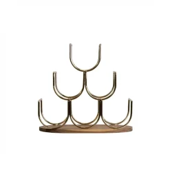 Portabottiglie legno e metallo 6 scompartimenti (Alt 30 cm) Théo Or