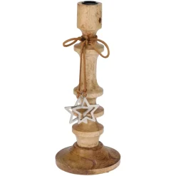 Portacandele in legno (H30 cm) Stella di Natale Naturale