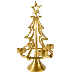 Portacandele 4 supporti (H37 cm) Albero stellato Oro
