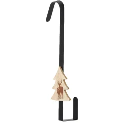Porta ghirlanda natalizia per porta (H38 cm) Albero di Natale e renne Nero