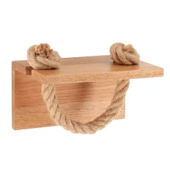 Portarotolo carta igienica da parete adesivo in acacia e corda Easy Chic Naturale