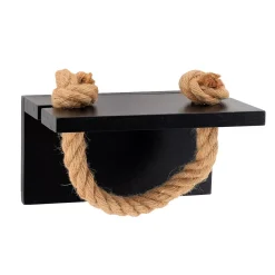Portarotolo da parete adesivo in acacia e corda Easy Chic Nero