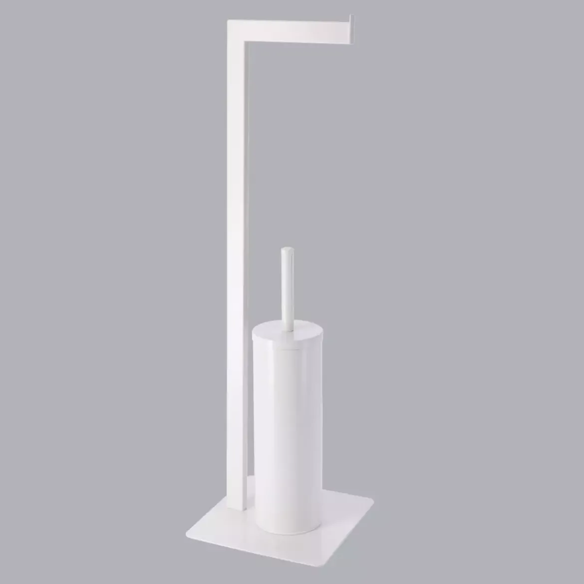 Portarotolo e scopino WC Metallo Bianco