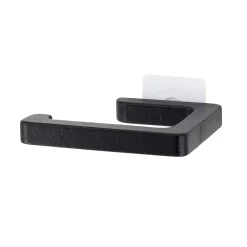 Portarotolo per carta igienica adesivo da parete in acacia Easy Chic Nero