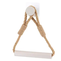 Portarotolo per carta igienica da parete adesivo in corda e bambù Boho-Chic Beige grigio