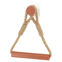 Portarotolo per carta igienica da parete adesivo in corda e bambù Boho-Chic Terracotta
