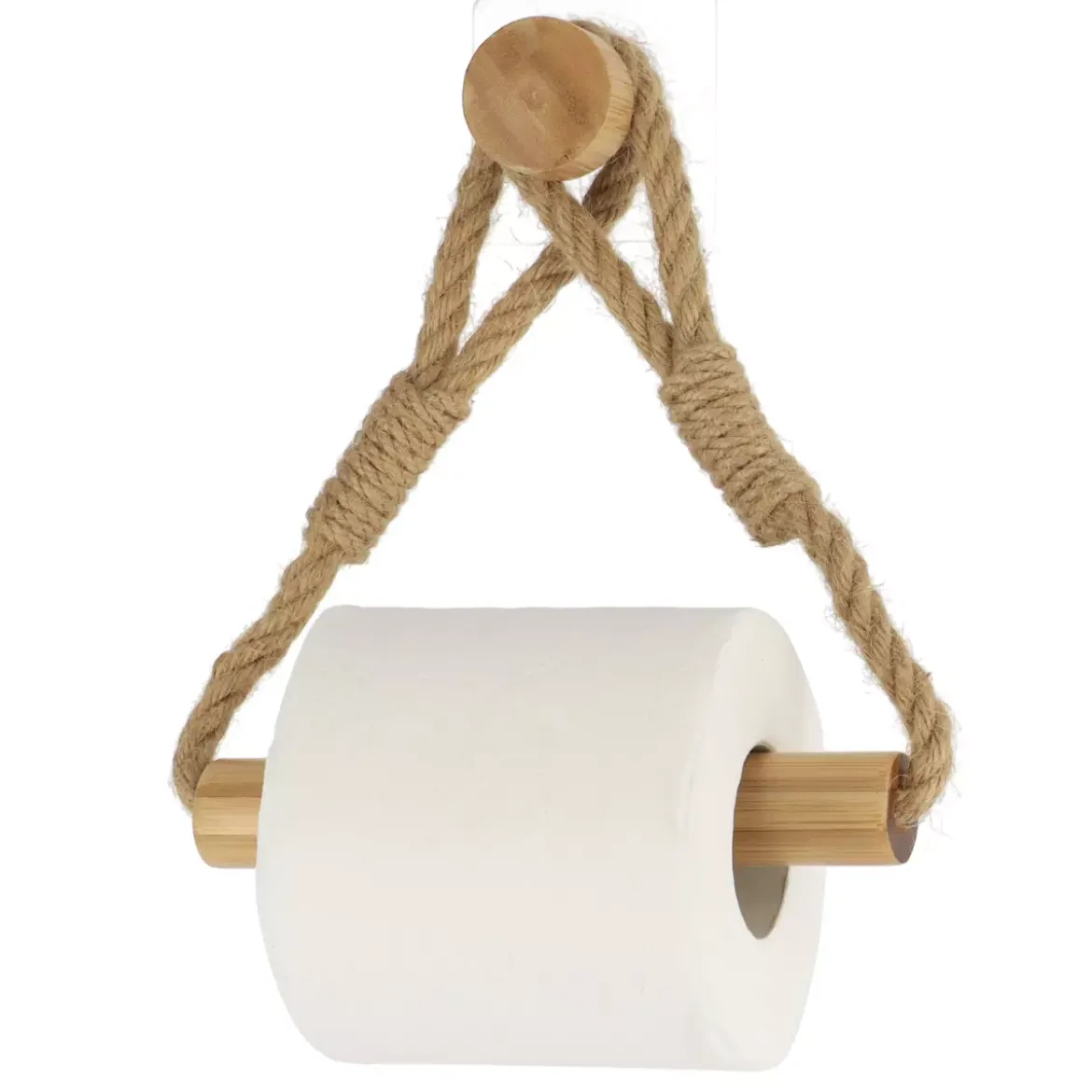 Portarotolo wc adesivo bambù e corda Easy Chic Naturale