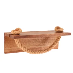 Porta salviette da parete adesivo in acacia e corda (30 x 12 cm) Easy Chic Naturale
