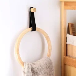 Portasciugamani adesivo arrotondato (D21 cm) Easy Chic Nero