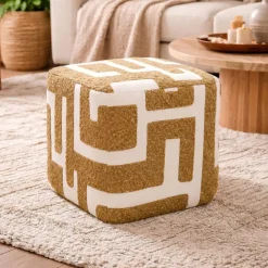 Pouf Bouclé (H40 cm) Ravellino Giallo senape