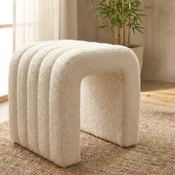 Pouf bouclé (H45 cm) Voltra Beige