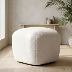 Pouf in bouclé (H43 cm) Nyxor Ecru