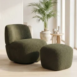 Pouf in bouclé (H43 cm) Nyxor Verde scuro