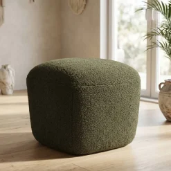 Pouf in bouclé (H43 cm) Nyxor Verde scuro