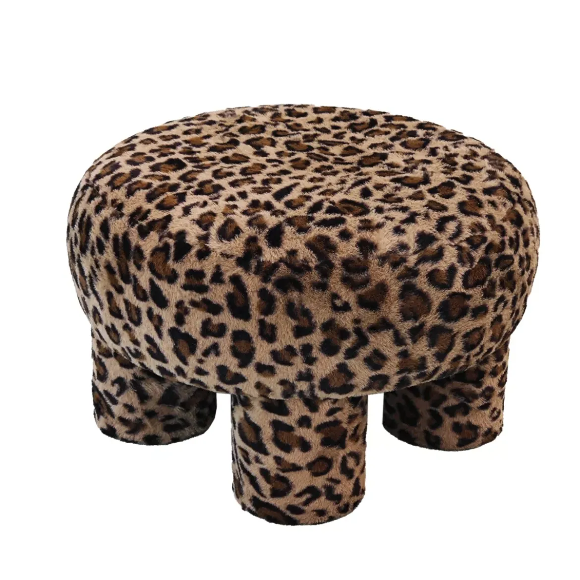 Pouf in ecopelliccia (H32 cm) Leopardo Marrone
