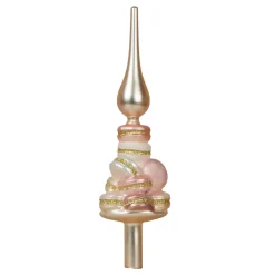 Punta dell'albero di Natale in vetro Macarons Rosa e perla glitterata