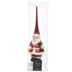 Puntale albero di vetro Babbo Natale Rosso