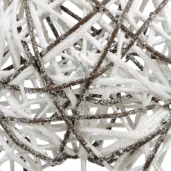 Puntale albero Rattan a paillete Bianco