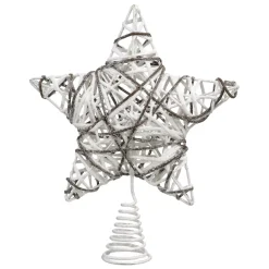 Puntale albero Rattan a paillete Bianco