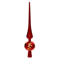 Puntale dell'albero Foglia glitterata Rossa