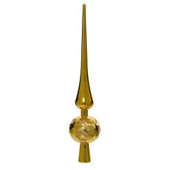 Puntale dell'albero Foglia glitterata Oro chiaro