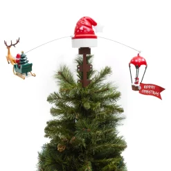 Puntale di albero di Natale rotante e musicale Cappello di Babbo Natale