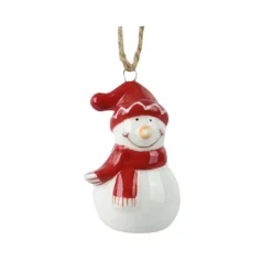 Pupazzo di neve da appendere (H6 cm) Dolomite Rosso e bianco