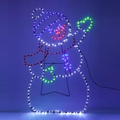 Pupazzo di neve 246 LED (H79 cm) Effetto flash neon Multicolore