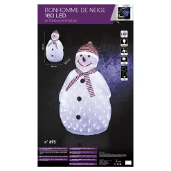Pupazzo di neve luminoso Cappello Nero Bianco freddo 160 LED
